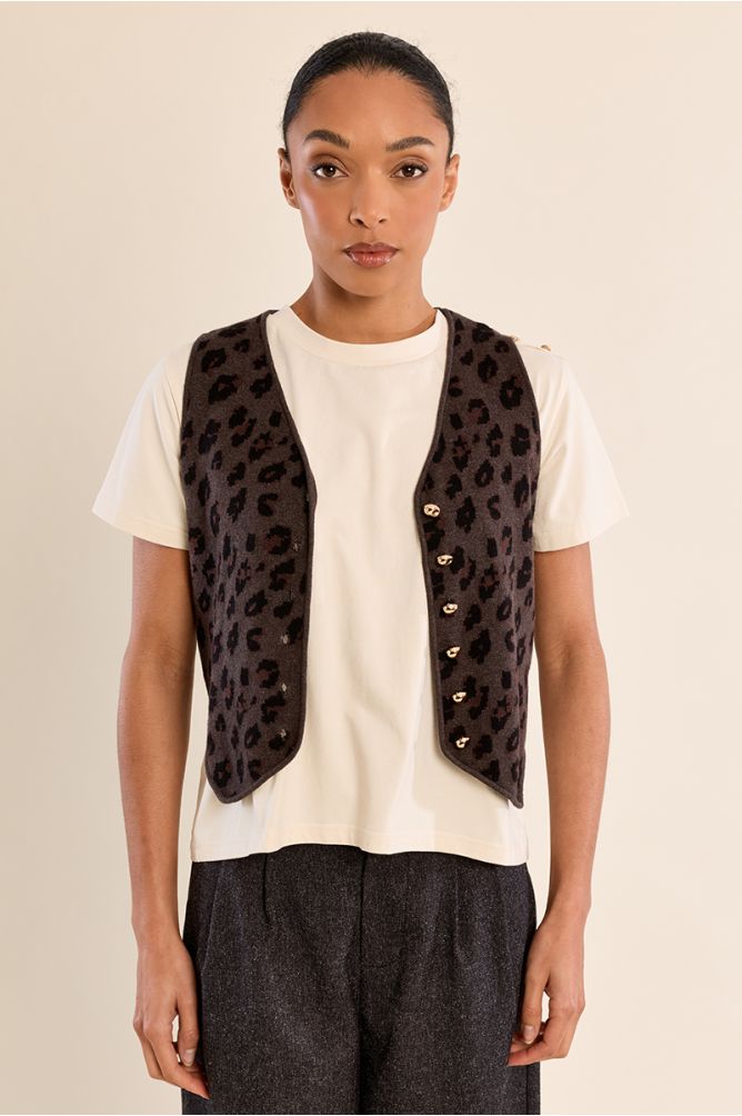 Knitted jacket, leopard