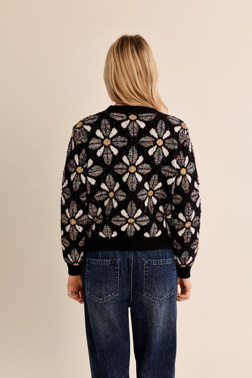 Pull en maille, à imprimé floral
