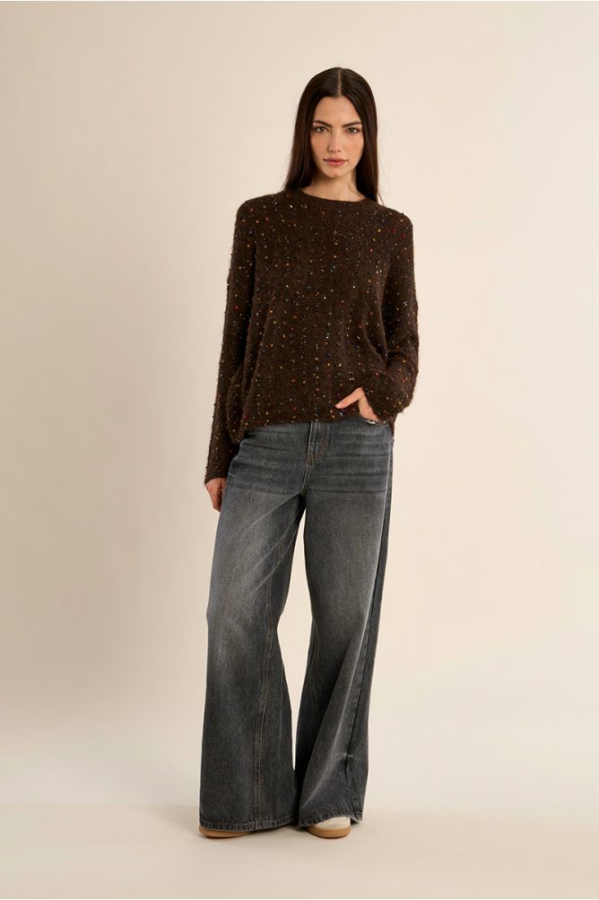 Pull en maille, à perles