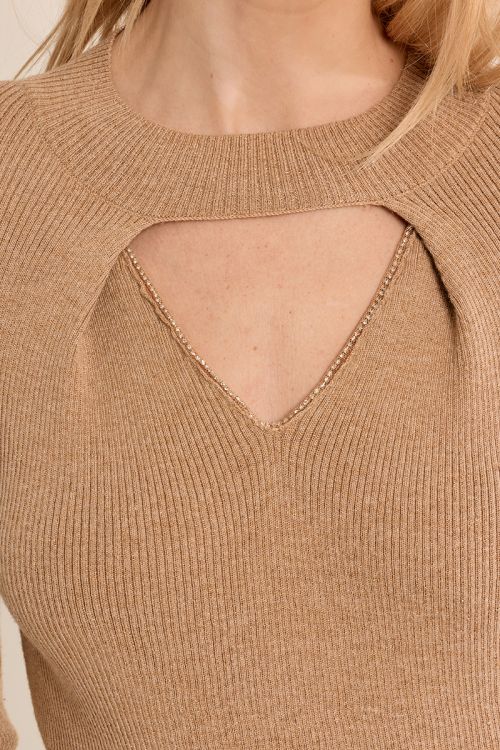 Jersey de manga larga abertura en el escote