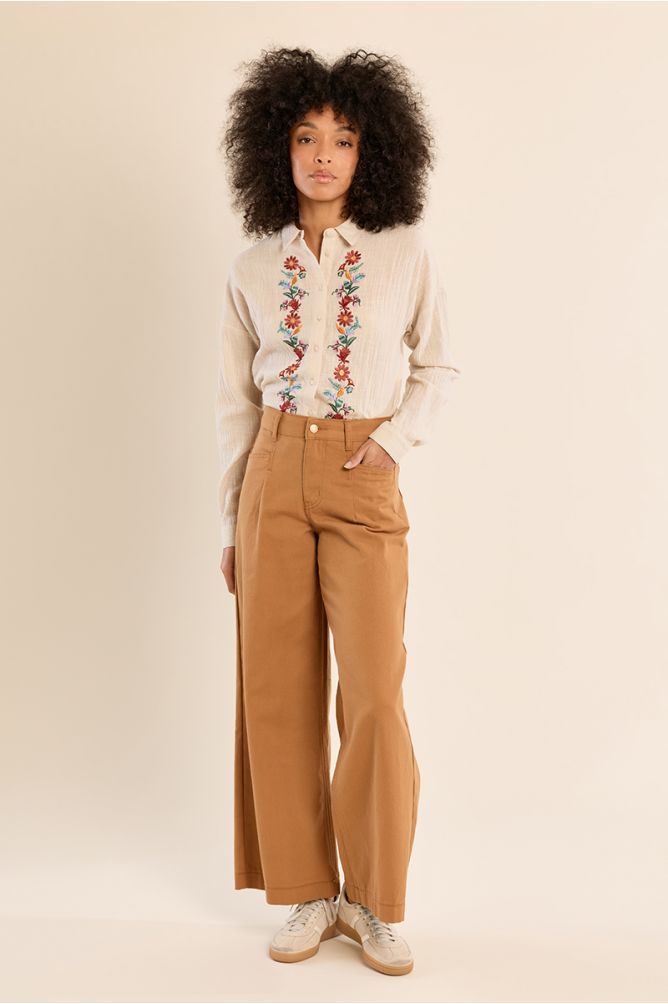 Wide-leg trousers, made of cotton