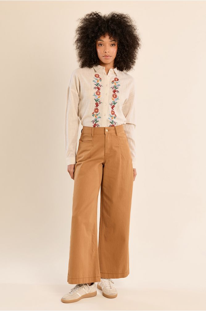 Wide-leg trousers, made of cotton