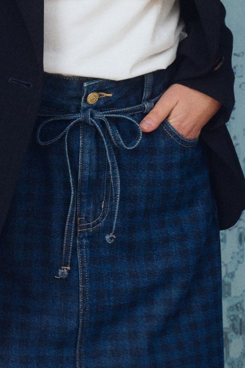 Jupe longue denim, en coton