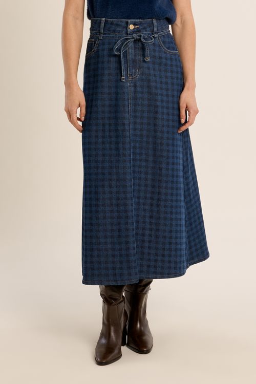 Jupe longue denim, en coton