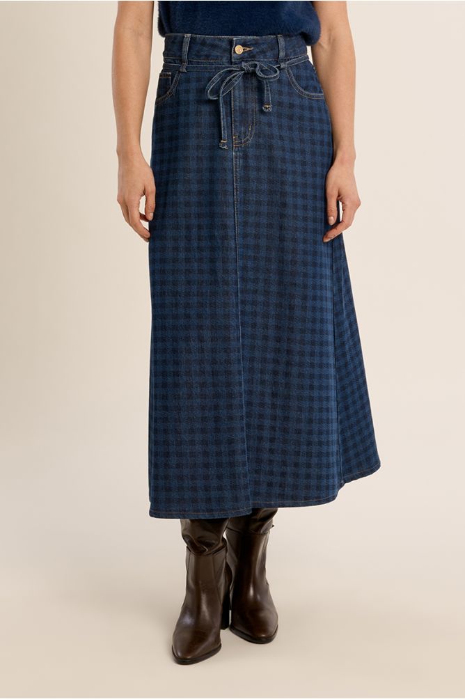 Jupe longue denim, en coton