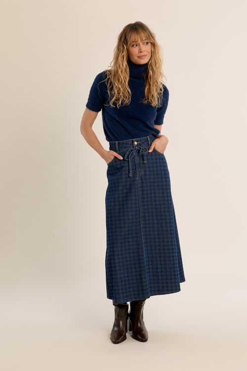 Jupe longue denim, en coton