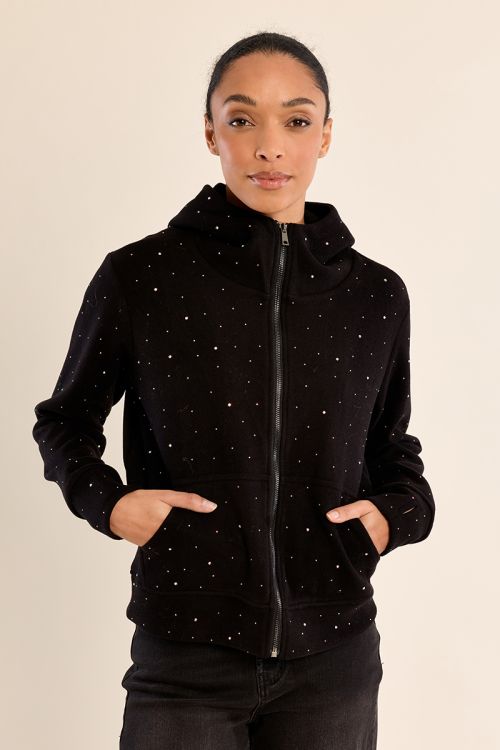 Veste zippée, parsemé de strass