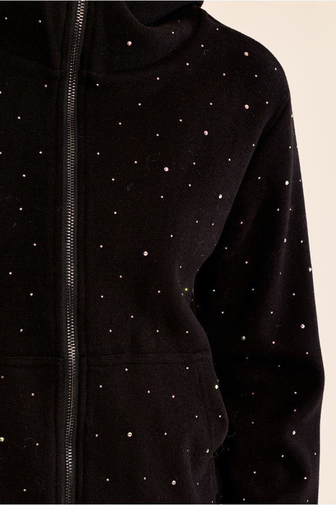 Veste zippée, parsemé de strass