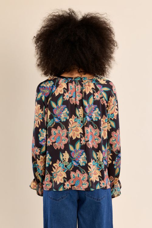 Straight blouse, floral pattern