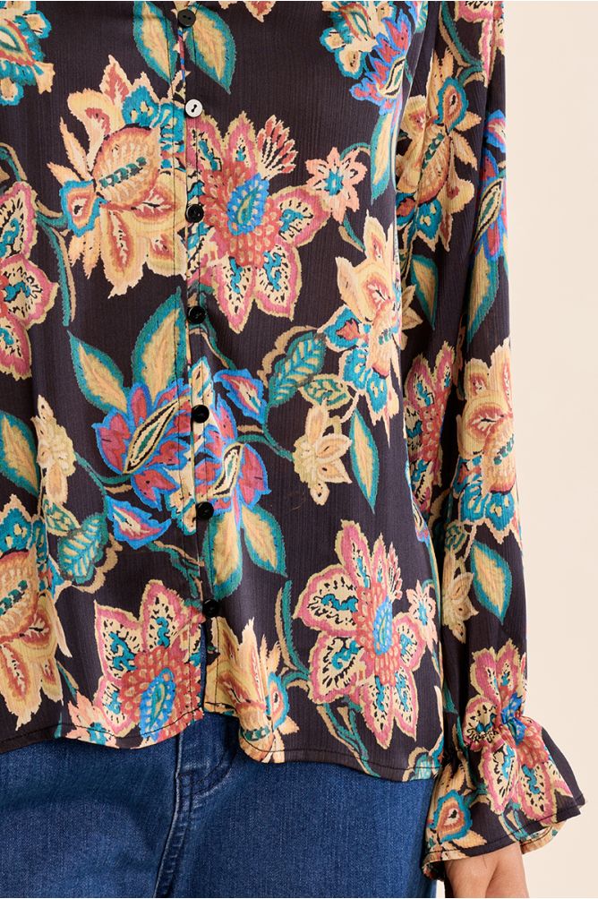 Straight blouse, floral pattern