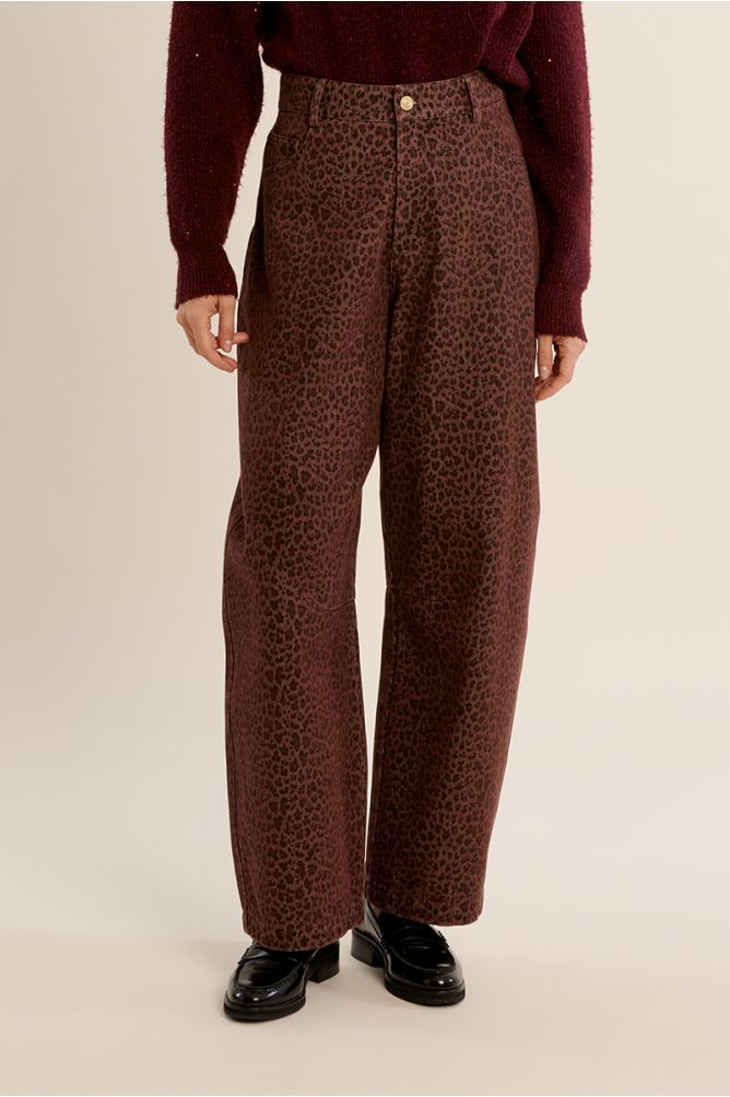 Pantalon barrel, imprimé léopard
