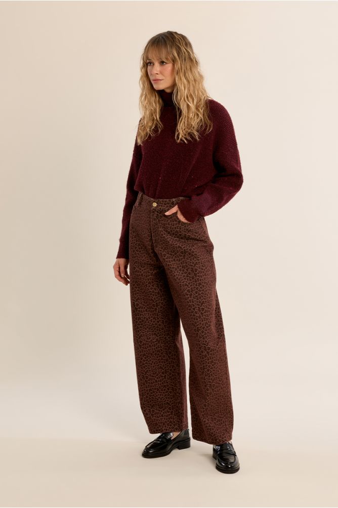 Barrel trousers, leopard print