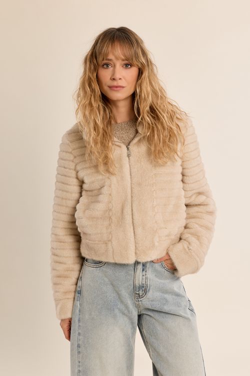 Veste zippée en fausse fourrure
