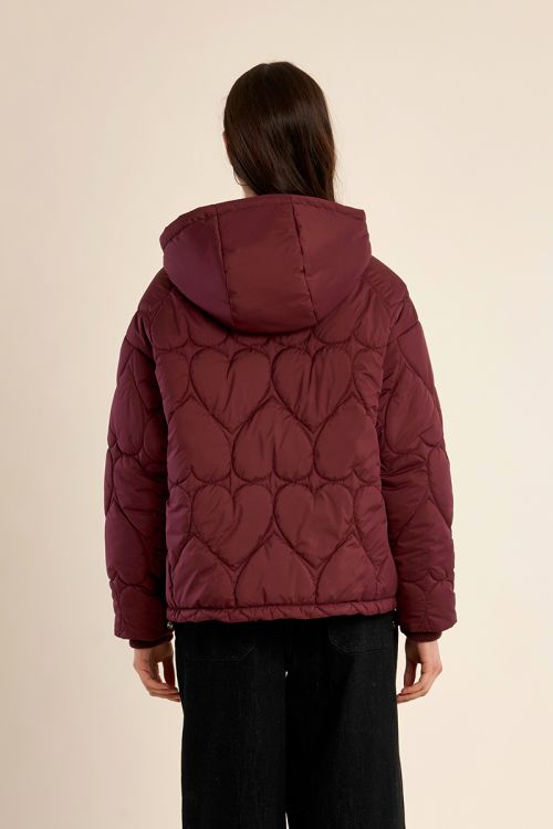 Quilted puffer jacket with heart pattern
