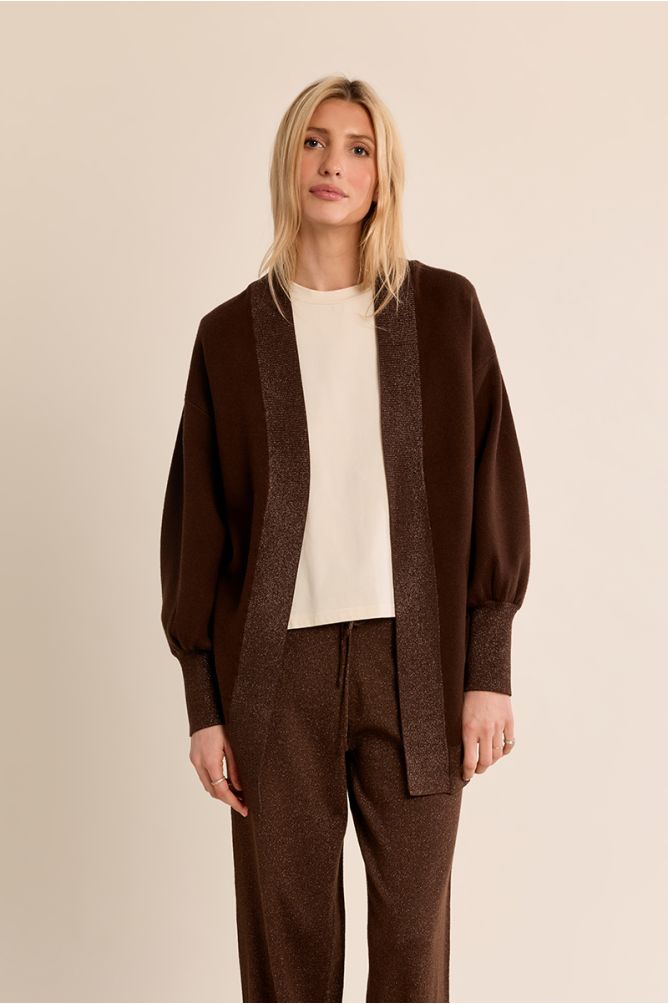Long open knit vest