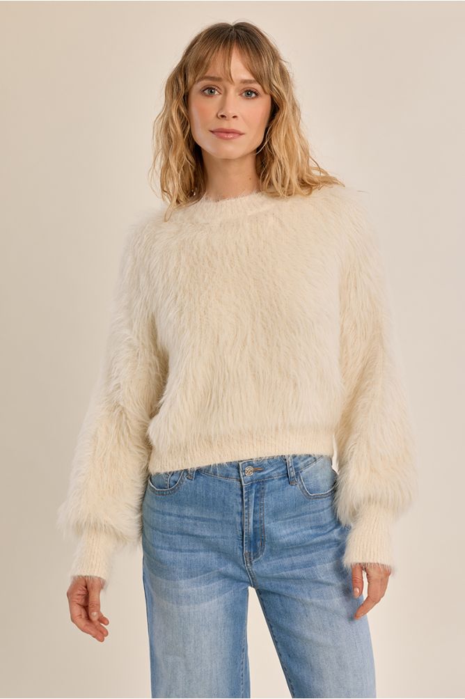 Straight, fluffy sweater