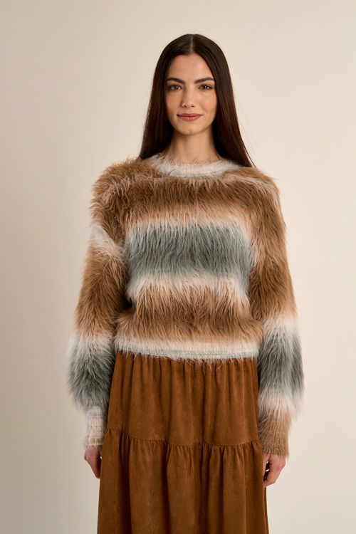 Pull rayé, duveteux