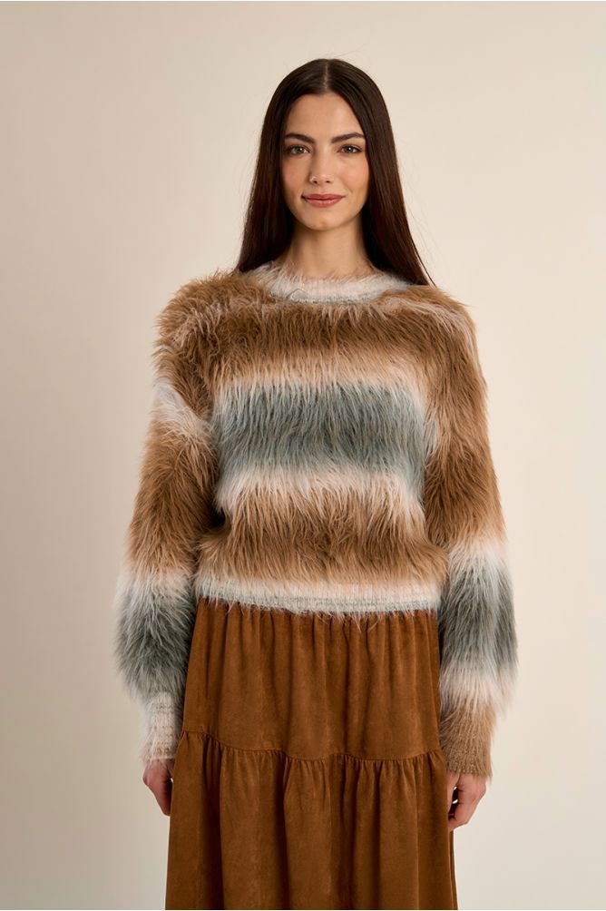 Pull rayé, duveteux