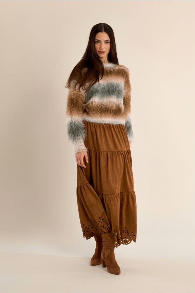 Striped, fluffy sweater