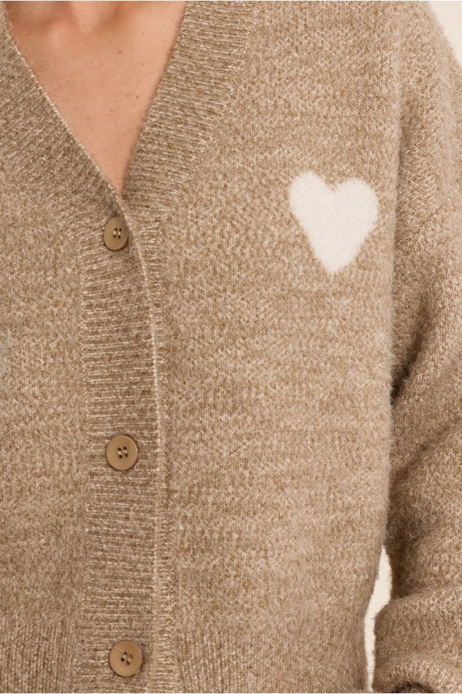 Cárdigan de manga larga detalle corazón
