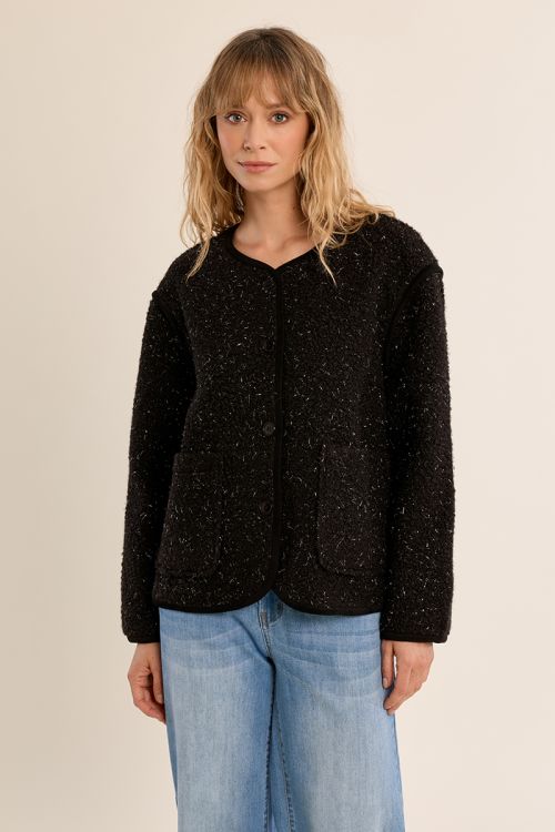 Veste texturée, à boutons