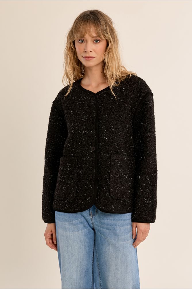 Textured jacket, with buttons