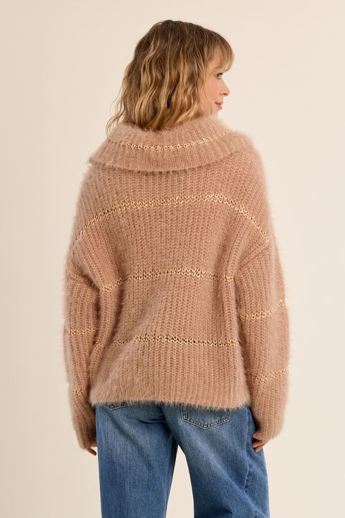 Pull rayé en maille, insert sequins