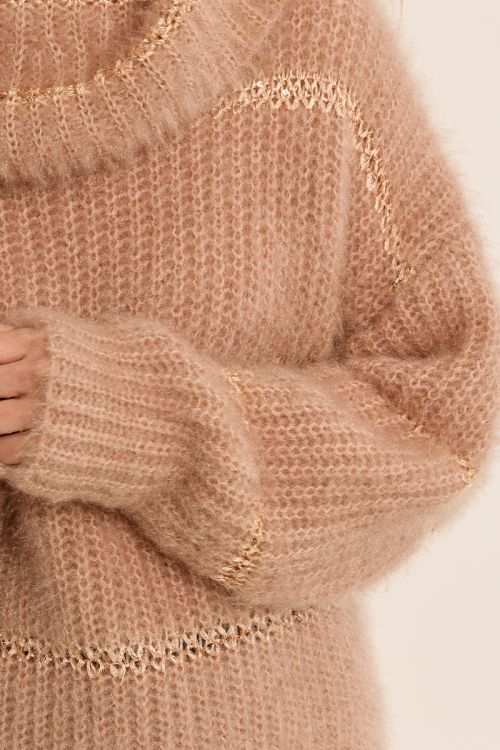Striped knitted sweater, sequin insert