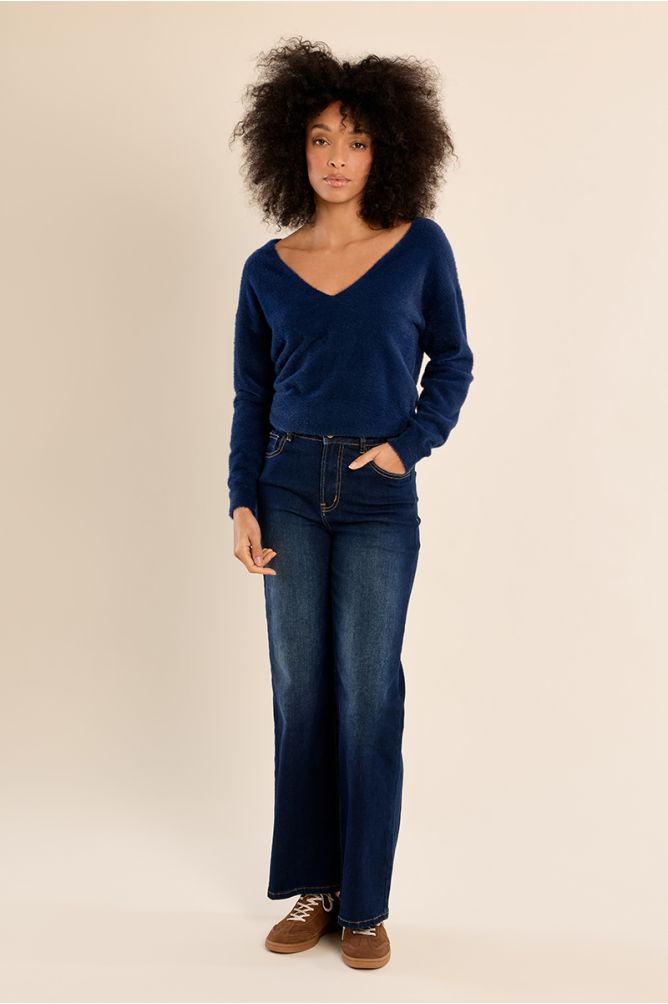 Pull duveteux, col V