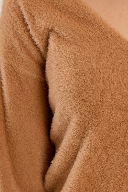 Fluffy sweater, V-neck
