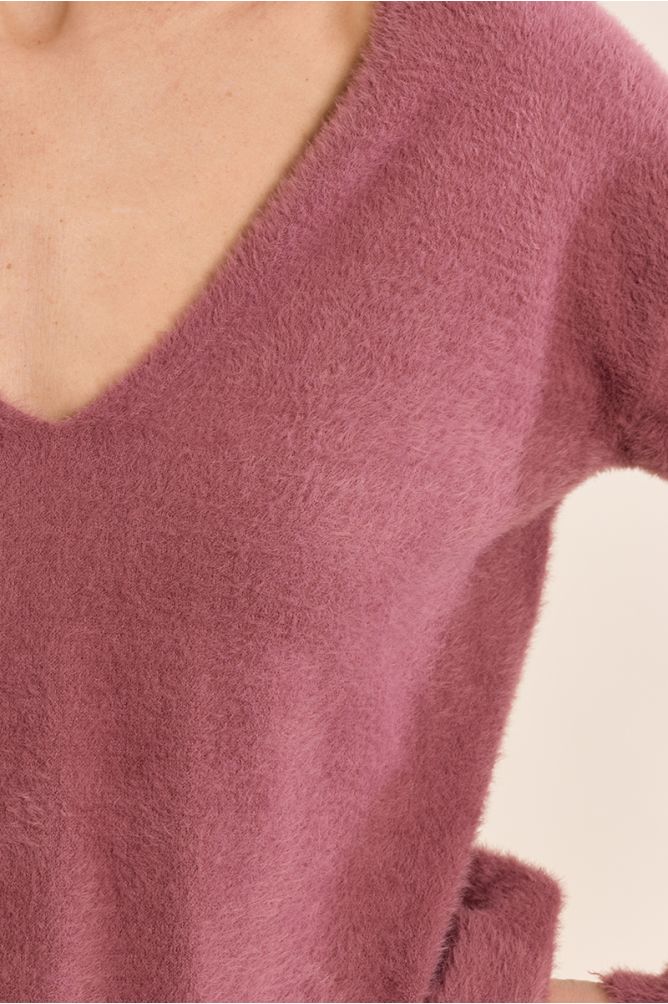 Pull duveteux, col V