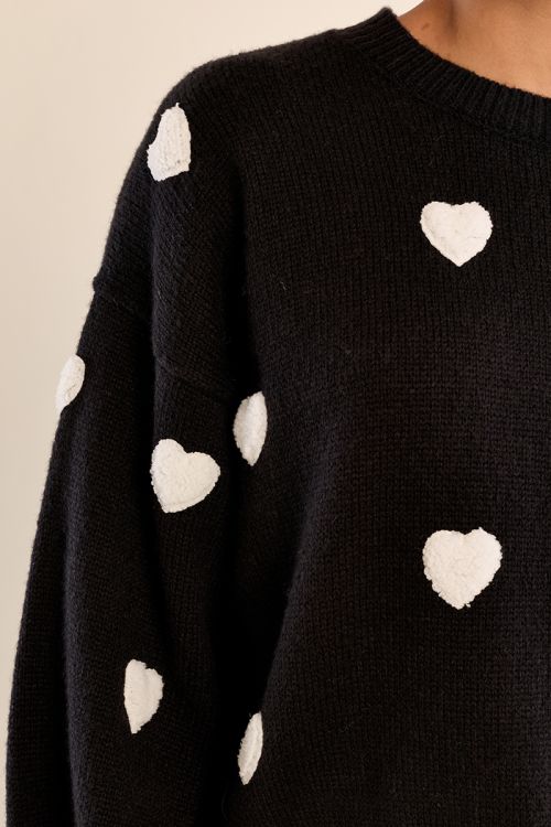 Pull à cœur en relief