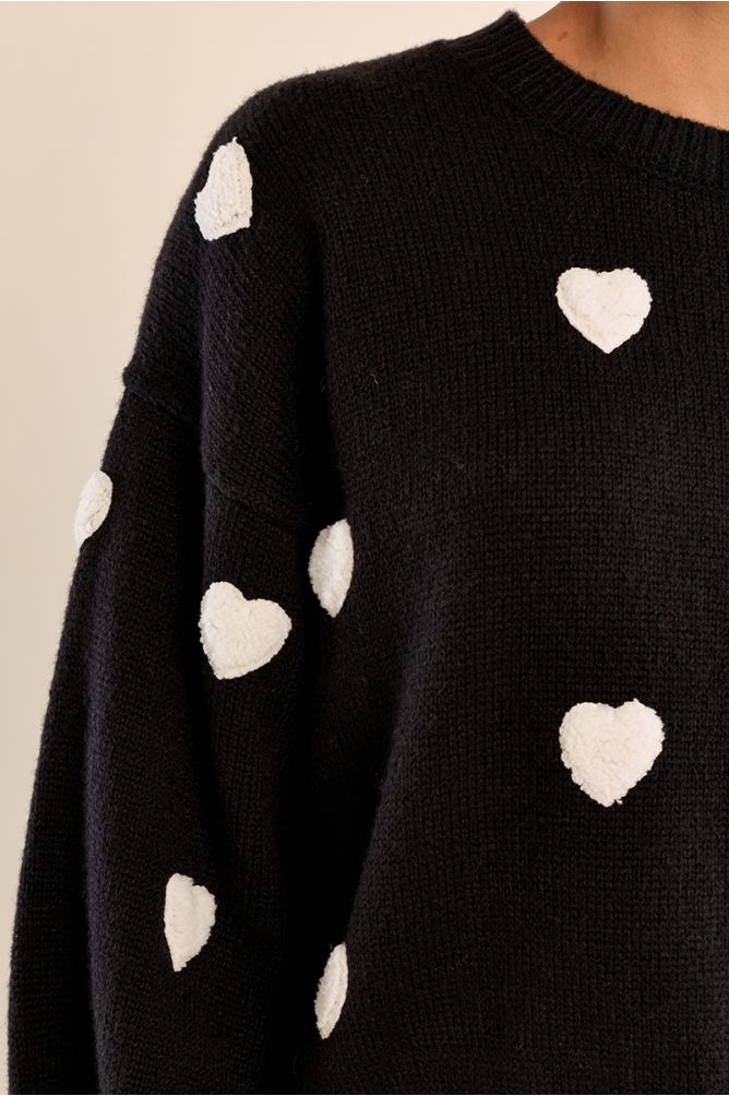 Embossed heart sweater