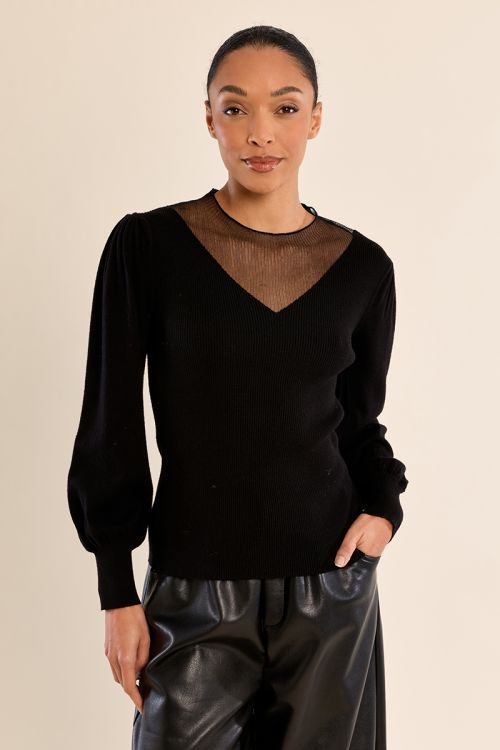 Maglione bimateriale con maniche a sbuffo - Molly Bracken