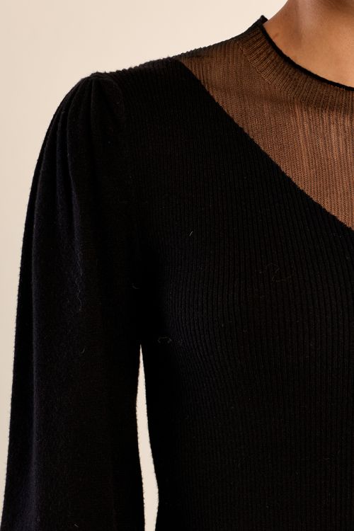 Maglione bimateriale con maniche a sbuffo - Molly Bracken