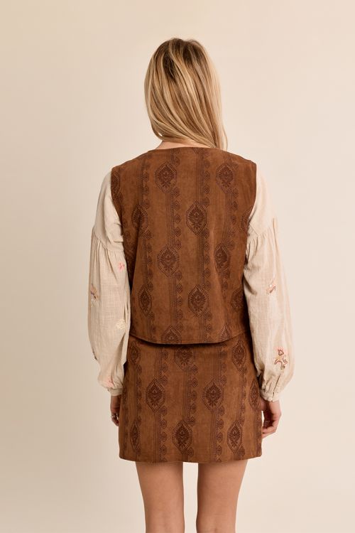 Suede blazer, bohemian print