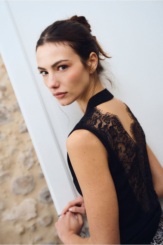 Lace halter top