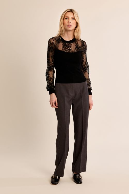 Top fantaisie en semi-transparence