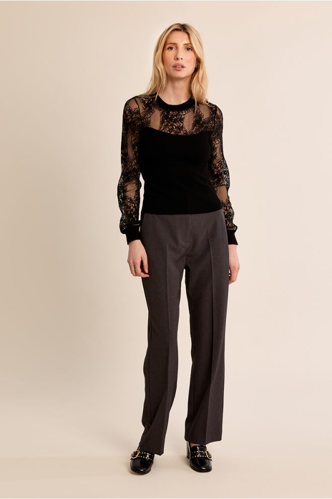 Top fantaisie en semi-transparence