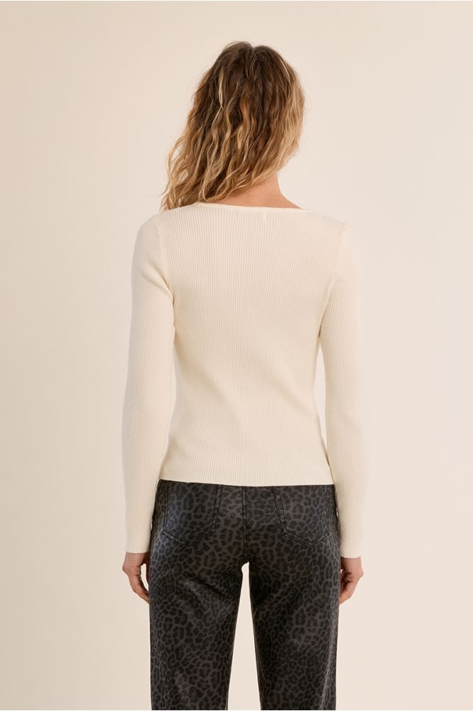 Long-sleeved top, lace V-neck
