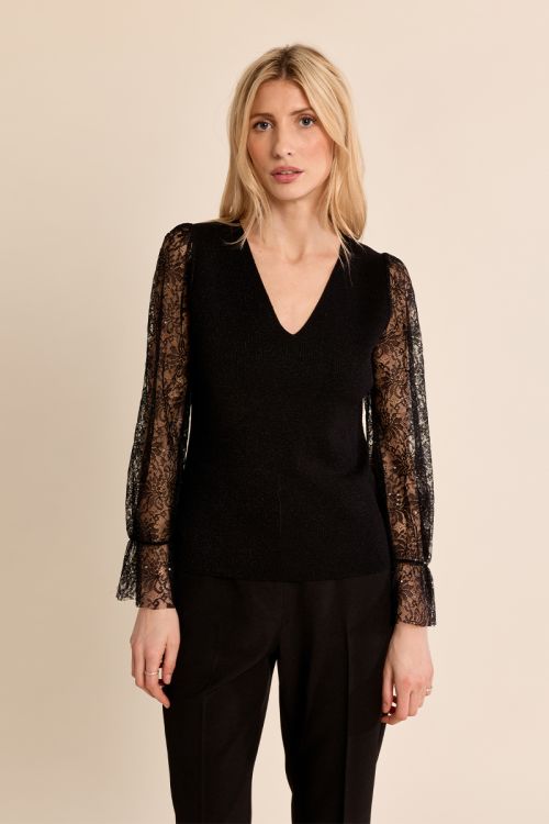 Lace-sleeved top