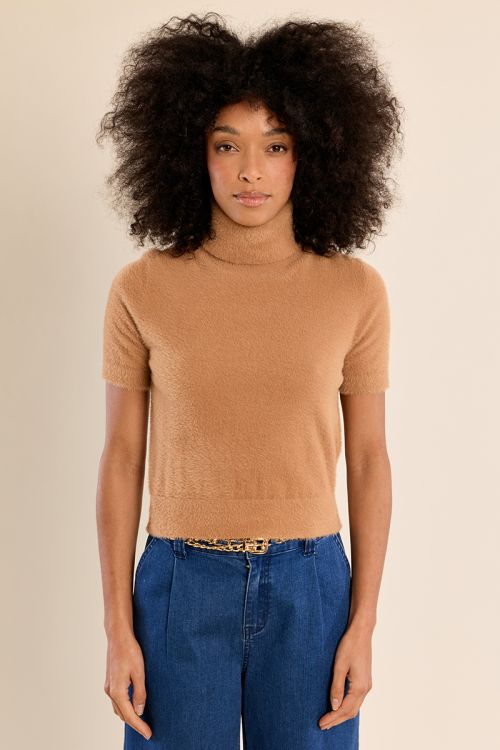 Pull duveteux, sans manches