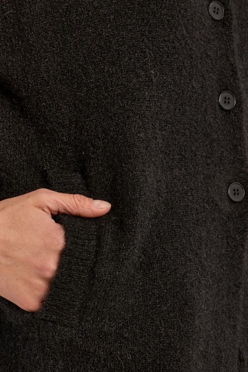 Sleeveless cardigan, stand-up collar