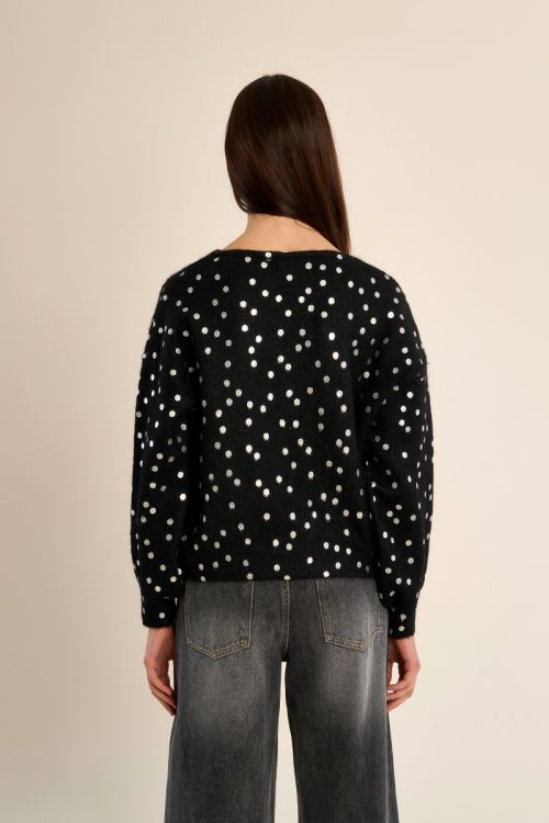Pull col bateau, motif pois