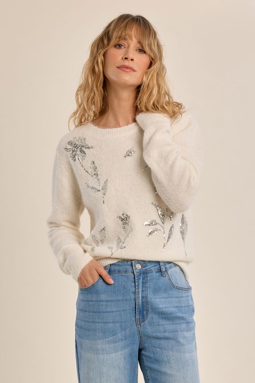 Pull duveteux strassé