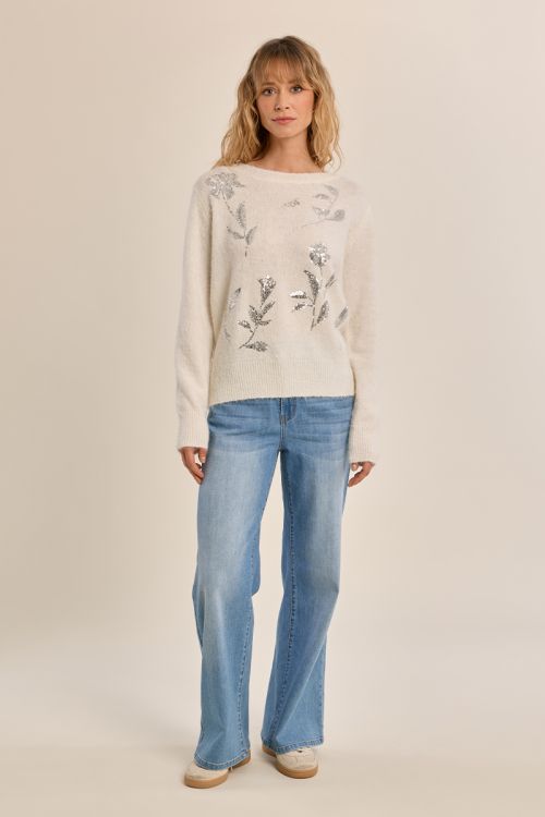 Pull duveteux strassé