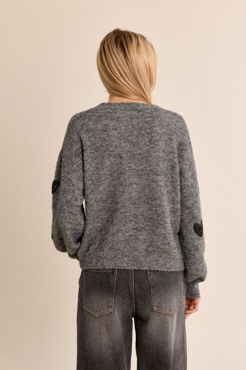 Cardigan manches ballon, motif cœur
