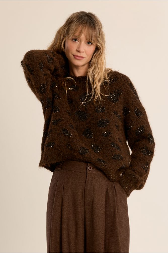 Pull léopard en maille irisée