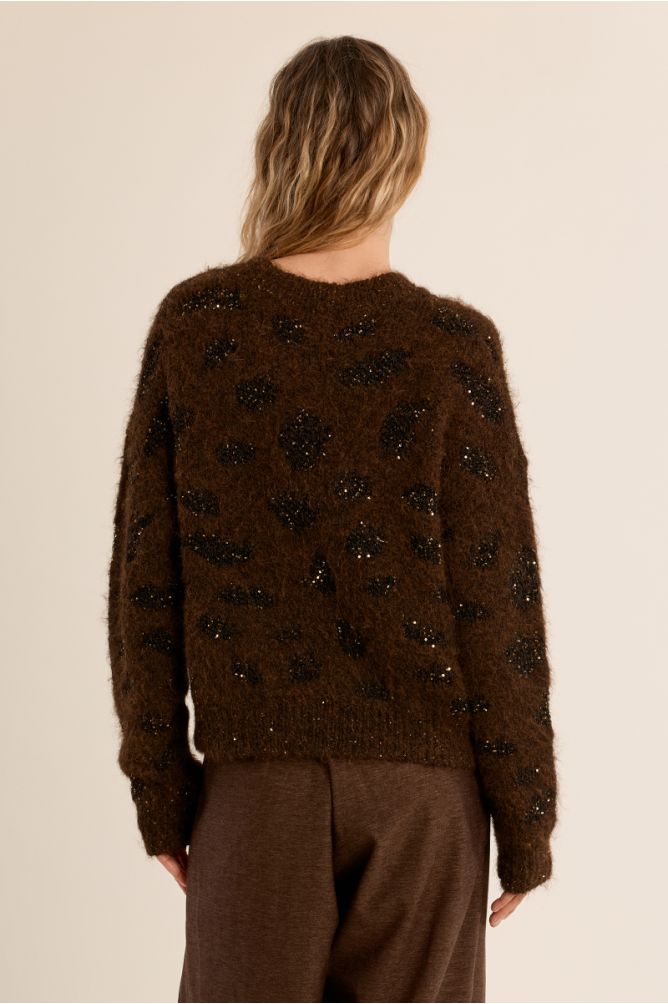 Pull léopard en maille irisée