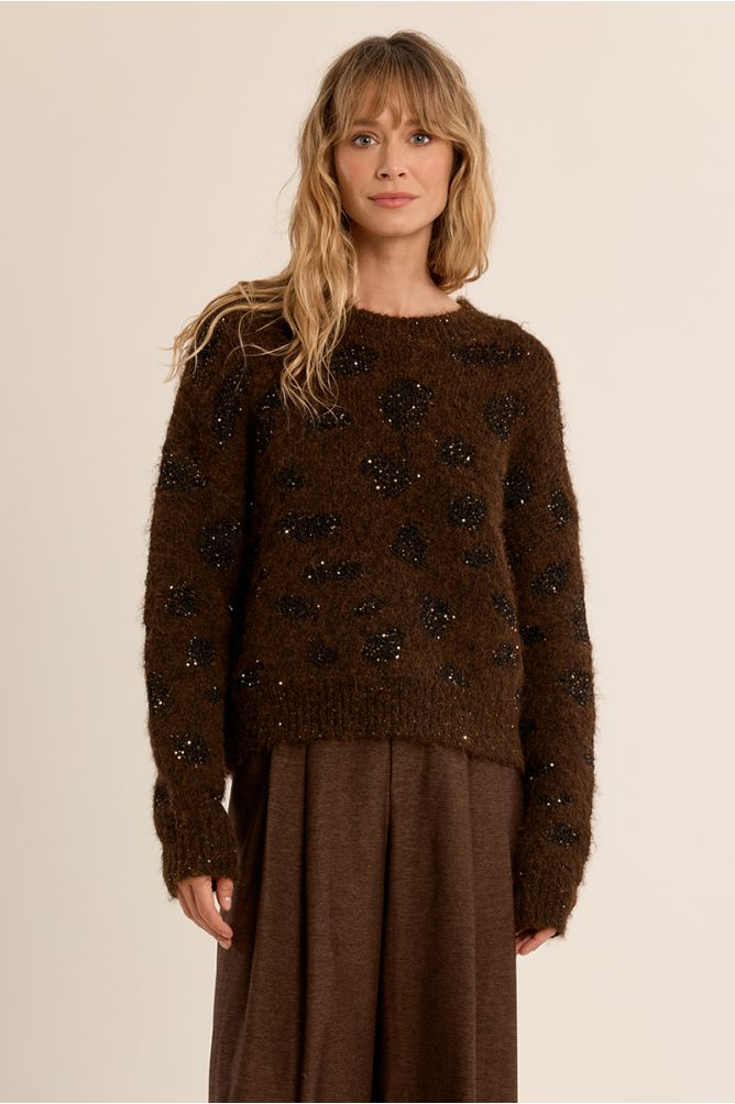 Iridescent knit leopard sweater